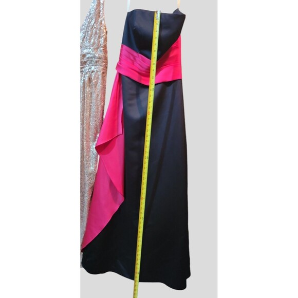Forever Yours Formal Long Dress Prom Size 4 Black With Pink Strapless - Picture 8 of 9